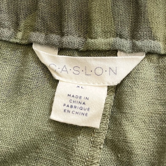 Caslon Green Camo Mini Drawstring Paper bag Linen Blend Skirt Womens XL - Picture 5 of 11